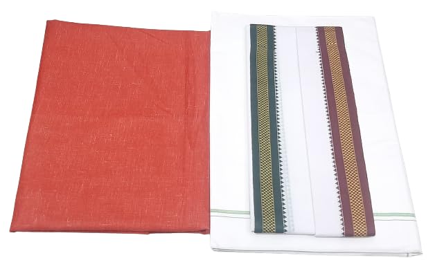 Cotton Men's 3 - Piece Pandit Dhoti Kurta Set | Premium Cotton Material | Unstitched Dhoti, Kurta, Border Gamcha ||Traditional, Ethnic Wear with Dhoti-image-16
