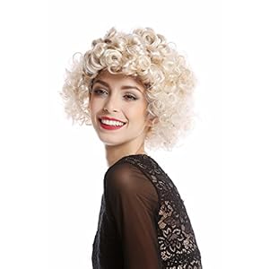 WIG ME UP- G-7-ZA88/ZA66 Peluca Mujer Halloween Carnaval 80s telenovela Diva rizos Varios riazdo Corto Rubia Mezcla
