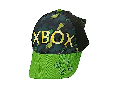 Fashion UK Sombrero Xbox. Gorra con visera de videojuego. Gorro de niño Gorro de béisbol de algodón y poliéster. Negro y verde., multicolor, 54