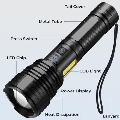 Bercol P50-5-COB-2P Flashlights Led High Lumens Rechargeable thumb #7
