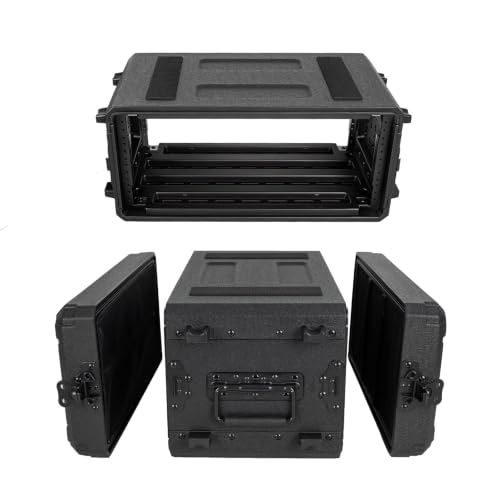 Image of 4U Rack Case Shallow 11 inch Depth, 19 inch Rackmount Flight Road Travel Case, Waterproof Protective Hard Case with Customized Foam, Wireless Mic System Storage /Amp /Effect /DJ Mixer