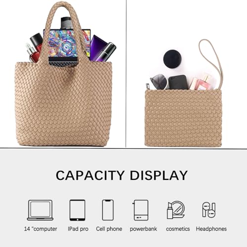 Image of JINMANXUE Fashion Woven Bag Shopper Bag Travel Handbags and Purses Women Tote Bag Large Capacity Shoulder Bags