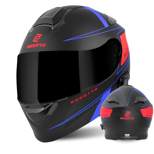 Bogotto H271 Taog Bluetooth Klapphelm, schwarz matt/rot/blau, XL