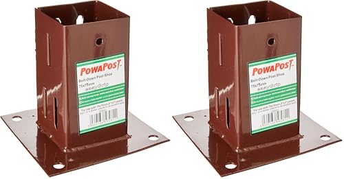 Image of BPC Fixings Powapost EasyGrip Bolt Down Post Shoe, 75 mm x 75 mm Size (Pack of 2)