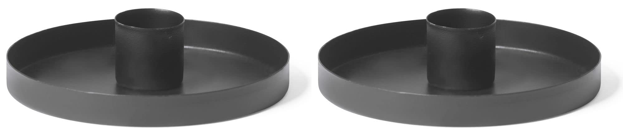 Novaliv Stabkerzenhalter rund matt schwarz 6cm 2er-Set Weihnachtsdekoration Adventskranz scandic chic