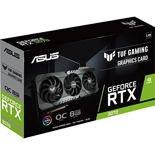 Image of ASUS TUF Gaming NVIDIA GeForce RTX 3070 V2 OC Edition Graphics Card (PCIe 4.0, 8GB GDDR6, LHR, HDMI 2.1, DisplayPort 1.4a, Dual Ball Fan Bearings, Military-Grade Certification, GPU Tweak II)