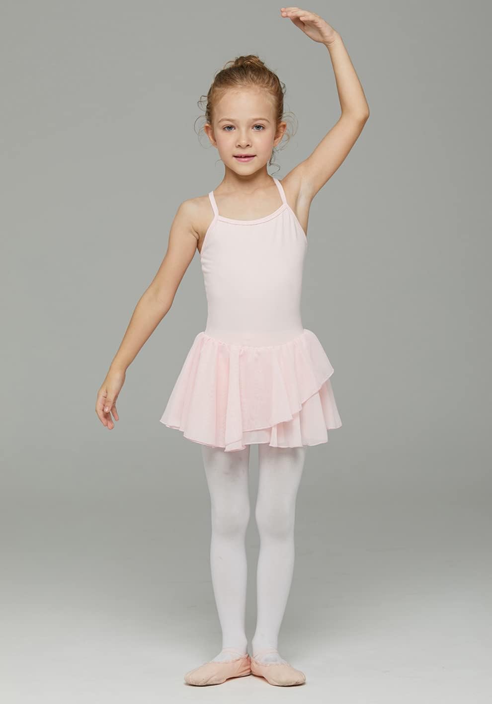 MdnMd Toddler Girls Ballet Dance Leotards Skirt Ballerina Ballet Outfit Dresses Camisole Puff Sleeve - Image 3