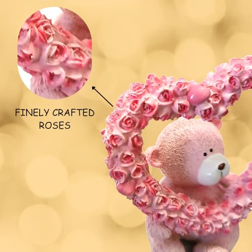 Image of FunzOn Pink Teddy with Heart Ring| Teddy Bear Showpiece | Valentine Gift | Birthday Gift |Home, Bedroom, Office Decor Items|Gift Item | Table Decor Showpiece