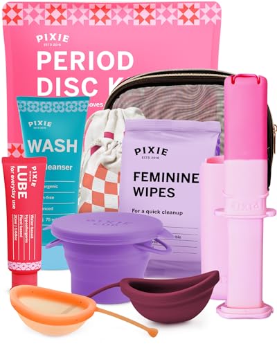 Pixie Menstrual Disc Kit for Feminine Care - Pixie Discs are Designed to Remove Like Tampons - 100% Medical-Grade Silicone - Best Period Disc Starter Kit - Proven to Become A Successful Disc User