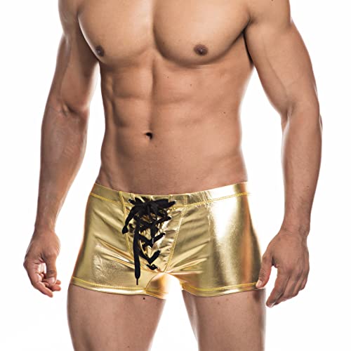Men's Metallic Shorts Yoga Shiny Boxer Briefs Shiny Hot Pants Underwear Bikinis with Draswtring2