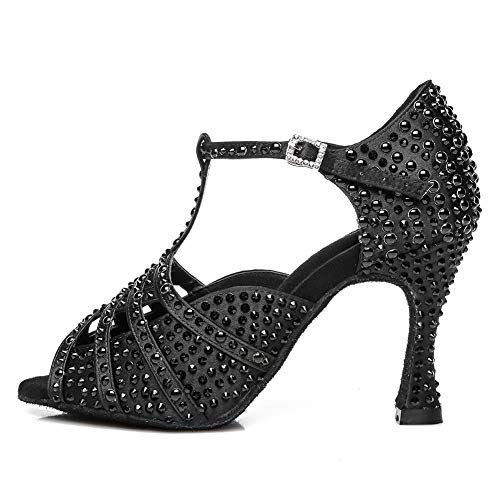 Chaussures de danse latine strass HROYL en satin haut de gamme