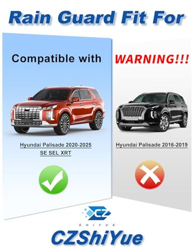Image of Tape-on Rain Guards Fit for Hyundai Palisade 2020-2025 SE SEL XRT Extra-Thick Window Rain Guard Window Deflectors Window Vent Visors Vent Shades Exterior Car Accessories-4PCS