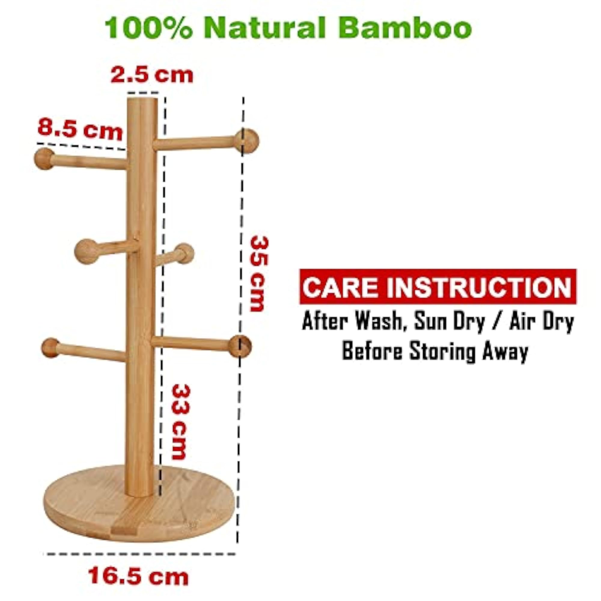 Eco-Friendly Bamboo Mug Holder Stand for Kitchen