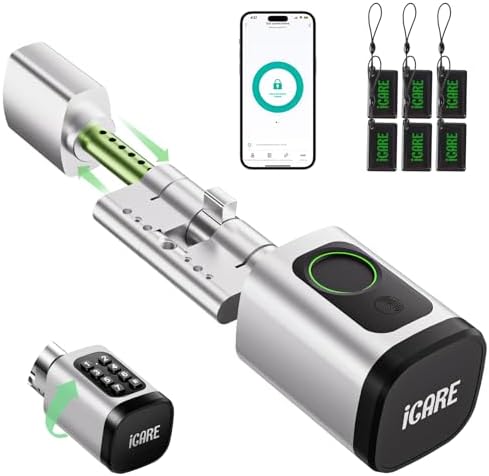 Smart Lock, Electronic Lock, Smart Lock Adjustable Cylinder 60-90...