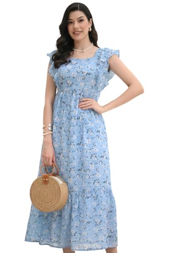 Image of IUGA Georgette Jacquard Butti Square Neck Knee Length Western Dresses for Women