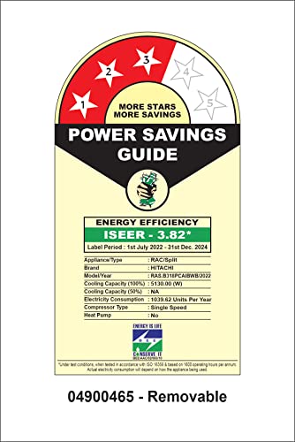 Image of Hitachi 1.5 Ton 3 Star Fixed Speed Split AC (100% Copper, Dust Filter, Senpai 3200FL, R32-RAS.B318PCAIBA, White)