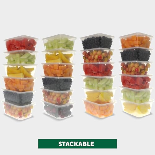 Image of Freshware Food Storage Containers [50 Set] 34 oz Plastic Deli Containers with Lids, Slime, Soup, Meal Prep Containers, BPA Free, Stackable, Leakproof, Microwave, Dishwasher and Freezer Safe