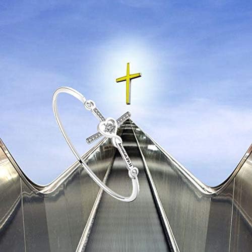 FEELMEM Christian Cross Bracelet Jeremiah 29:11 Bible Verse Crystal Sideways Cross Bangle Bracelet Baptism Christening Gift - Image 6