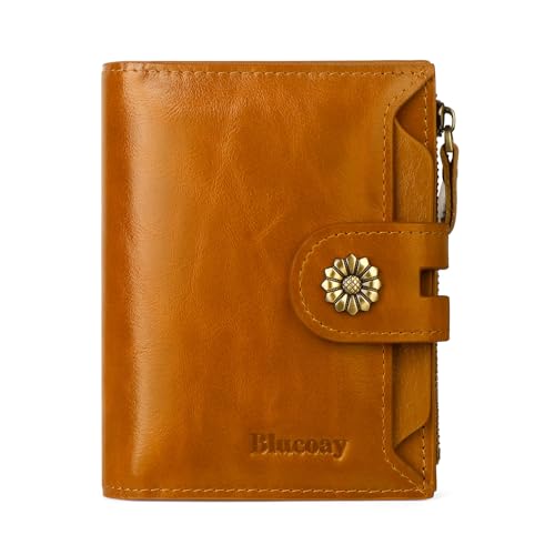 Image of Leather Wallet Women,RFID Blocking Womens Wallet Bifold Compact Card Holder Small Wallet for Women with Removable ID Window LightBrown