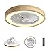 Produktbild LED Deckenleuchte Ventilator Holz Rund Flach Deckenventilator mit Beleuchtung und Fernbedienung Leise Moderne Dimmbar Deckenlampe Fan Lampe Lüfter Licht für Decke Unsichtbarer Esszimmer Schlafzimmer