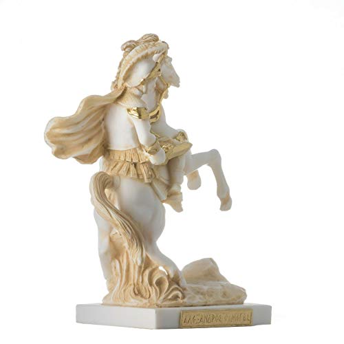 Estatua Alexander El Grande en su caballo Bucephalus oro 18 cm miniatura 5
