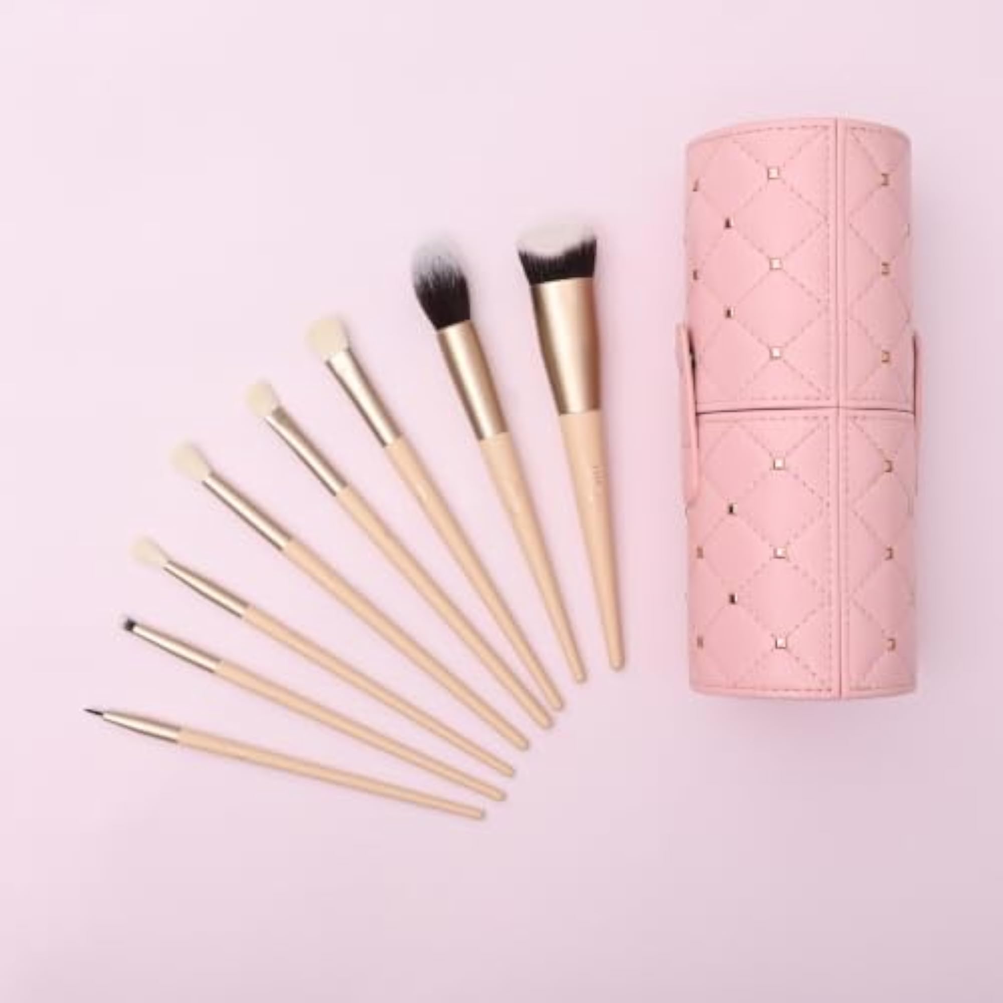 Pink Makeup Brush Cup Holder, Compact Organizer for Vanity