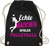 Shirtracer Volleyball Geschenke Zubehör - Echte Mädchen spielen Volleyball - Unisize - Schwarz - volleyball sportbeutel - WM110 - Turnbeutel und Stoffbeutel aus Baumwolle