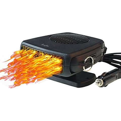 Car Heater, 12V Heater Fan Portable Auto Heating Fan Plug in Cigarette Lighter 2 in 1 Heating/Cooling Car Heater with Ergonomic Handle Windshield Car Demister Cover