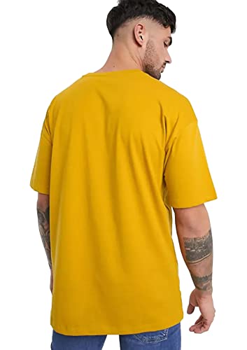 Image of 100% Pure Cotton Mens Printed Half Sleeves Oversized Round Neck Drop Shoulder, Relaxed Fit, Plain T-Shirt