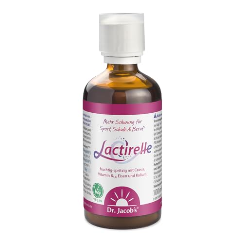 Dr. Jacob’s Lactirelle 100 ml I das gesunde Erfrischungsgetränk* I mit Eisen, Kalium, Vitamin B1 und B12 I mit rechtsdrehender Milchsäure I fruchtig-spritig mit Cassis, ohne Zucker I 20 Portionen