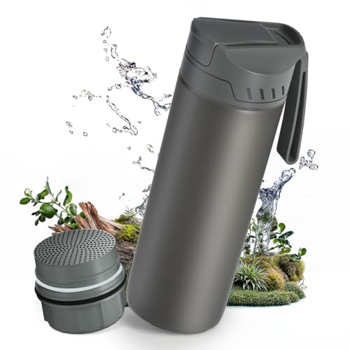 Wothfav Botella de Filtrado Outdoor 650 ml，Filtración 0,01-0.2 μm，1500L，elimina el 99,9% de bacterias, partículas y metales pesados，ideal para supervivencialistas，excursionistas，campistas y viajeros