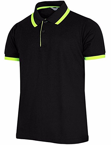BCPOLO Polo Piqué para Hombre Manga Corta Punto Fluorescente