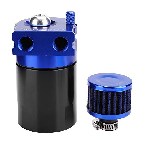 HELEVIA Tanica di Raccolta Olio, Serbatoio Separatore Olio Aria Motore Universale per Auto, Tanica di Sfiato Basamento Motore, Materiale in Alluminio, Universale per Auto, Nero Blu, (Nero Blu)