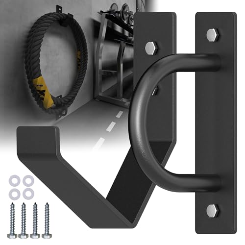 NUMAKY Heavy Duty Battle Rope Wall Anchor with Storage Hook &ndash; Includes Screws & Washers for Secure...