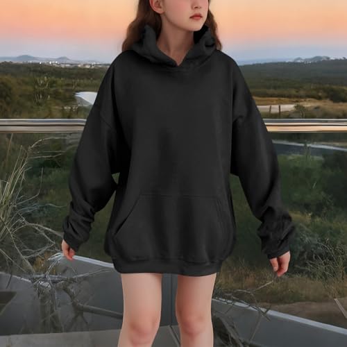 Winter Sweatshirt for Girl Long Sleeve Hoodies with Front Pocket Dropped Shoulder Trendy Pullover Comfy Sweatshirts2