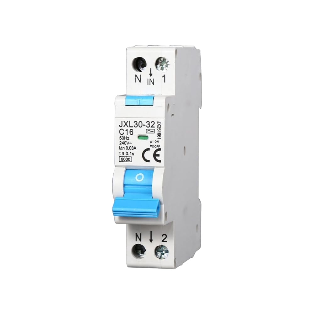 gloca Interruttore Magnetotermico Differenziale 1P+N 16A 30mA 220V 6KA 1 Modulo DIN C16