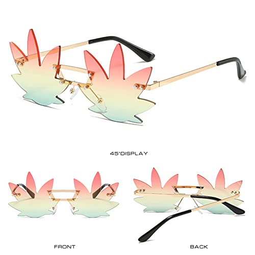 YAMEIZE Unique Maple Leaf Shape Sunglasses - Festival Party Eyewear Rave Halloween Christmas Funky Glasses for Women Men2