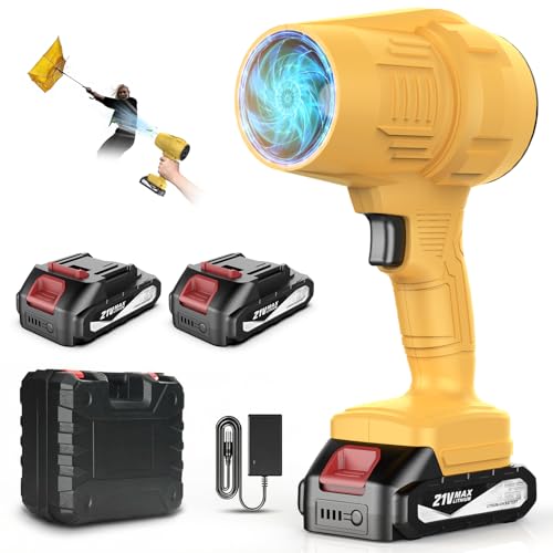 Fostex Cordless Leaf Blower, Handheld Turbo Air Blower with 2 Batteries, Lightweight & Portable, 6 Speed Modes, for Car Drying, Snow, Dust and Leaf Blowing