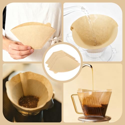 Image of 250 Count Coffee Filters #2, Premiun Unbleached Natural No Blowout, 2-4 Cup | Disposable Coffee Filter Cone Paper, for Pour Over, Drip Coffee Maker, for Home, Office, Coffee Shop