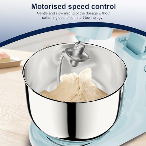 Image of Camic Stand Mixer, Blue, 4.2QT+5.3QT Two Bowls Electric Food Mixer
