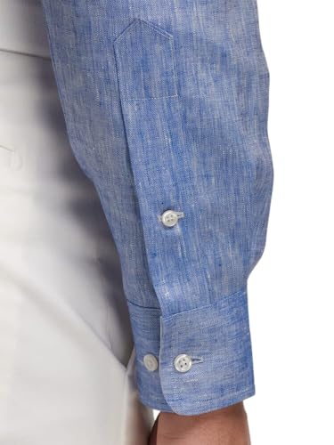 Paul Fredrick Men's Tailored Fit Non-Iron Linen Solid Dress Shirt4