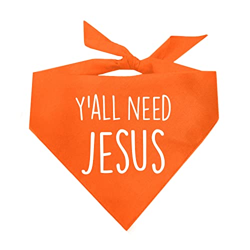 Y'all Need Jesus Christmas Easter Religious Dog Bandana (159 Orange, One Size)