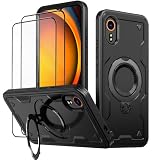 KANSi Cover per Samsung Galaxy XCover 7 con Vetro Temperato*2, Custodia Protettiva per Smartphone con Anello Rotante - Antiurto Bumper Nero