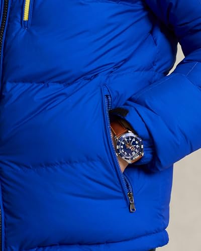 Image of POLO RALPH LAUREN Mens The Gorham Glossed Down Jacket (US, Alpha, Medium, Regular, Regular, color-blocked)