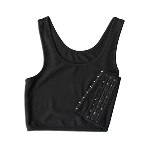 Sunshop Women Hook Vest Top Lesbian Chest Tomboy Slim Fit Straps Tank Sports Bra Chest Binders (X-Large, Black) Cover