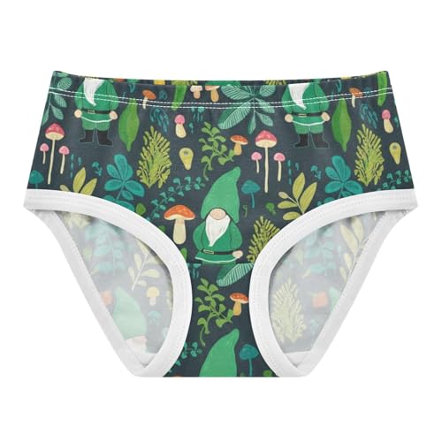 Fun Toddler Underwear Floral 2t Cotton Panties for Girl Whimsical Garden Gnomes Green Kids Undies Briefs