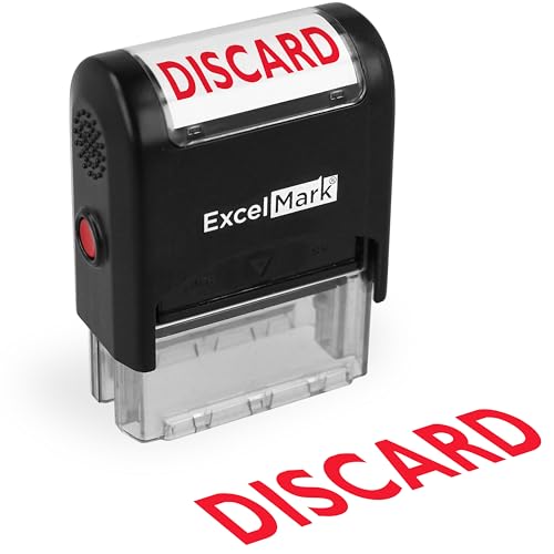 ExcelMark Discard Self Inking Rubber Stamp - Red Ink (A1539)