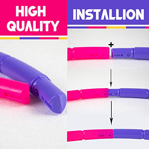 NEOWEEK Hoola Hoop for Kids, Detachable Adjustable Size Kids Hoola Hoop, Suitable for Girls, Boys and Pet Training (Pink-Purple-Yellow) - Thumbnail 2