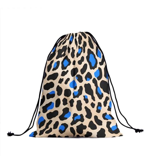 Image of Nerxy Blue Black Leopard Grip Bag - Animal Drawstring Grip Bag Cheetah Gymnastics Drawstring Pouch Wildlife String Bag for Gym Sports Storage