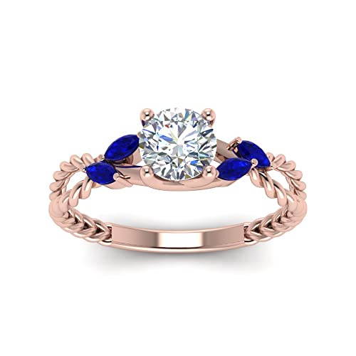 Image of Choose Your Gemstone Braided Diamond CZ Engagement Ring Rose Gold Plated Round Shape Split Shank Engagement Ring Matching Jewelry Wedding Jewelry Easy to Wear Gifts US Size 4 to 12